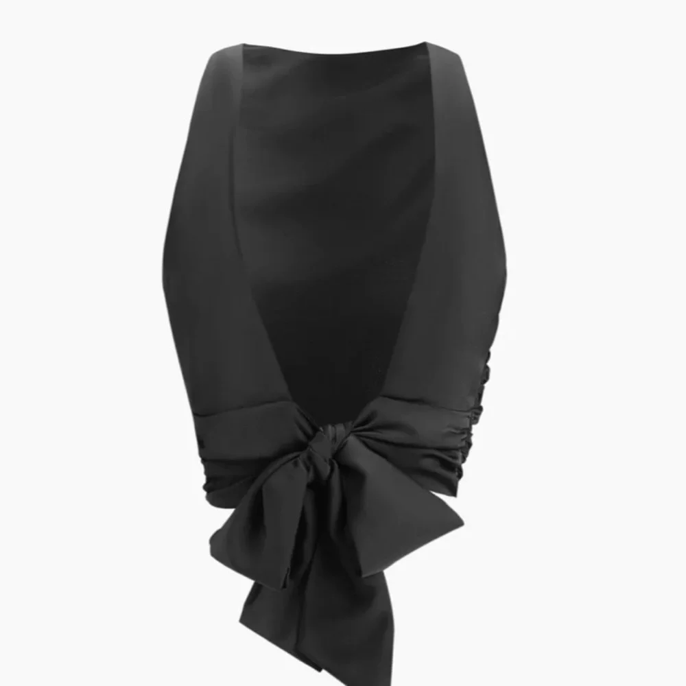 Commense Cowl Neck Ruched Open Back Crop Top for holiday Christmas party gift - Picture 4 of 8